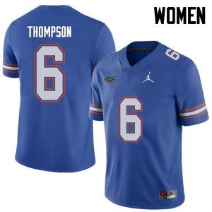 Women's Florida Gators #6 Deonte Thompson NCAA Jordan Brand Royal Authentic Stitched College Football Jersey DDS3862BD